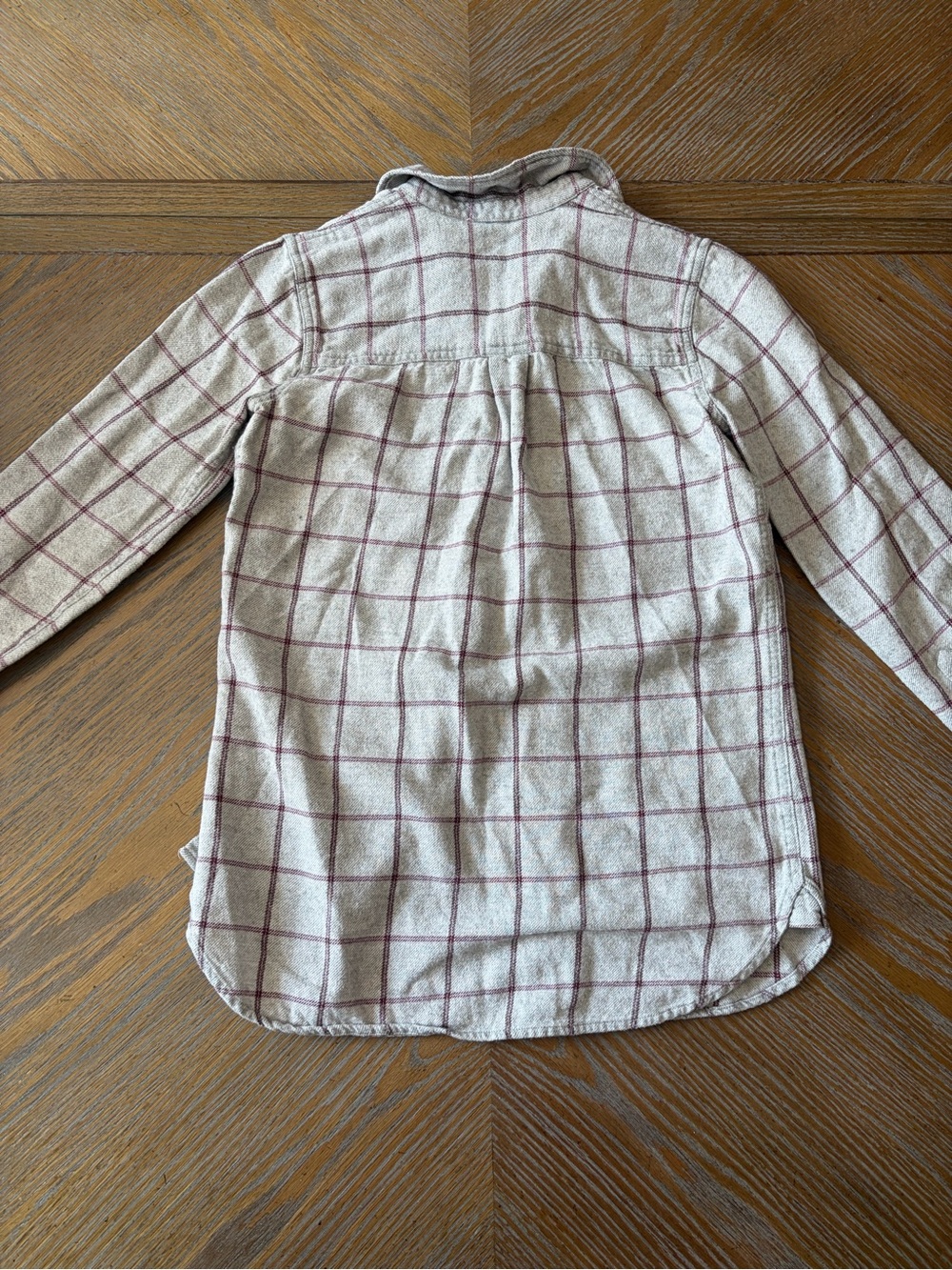 Madewell Plaid Wool Blend Button Down Shirt XXS Cream Burgundy - Picture 3 of 7
